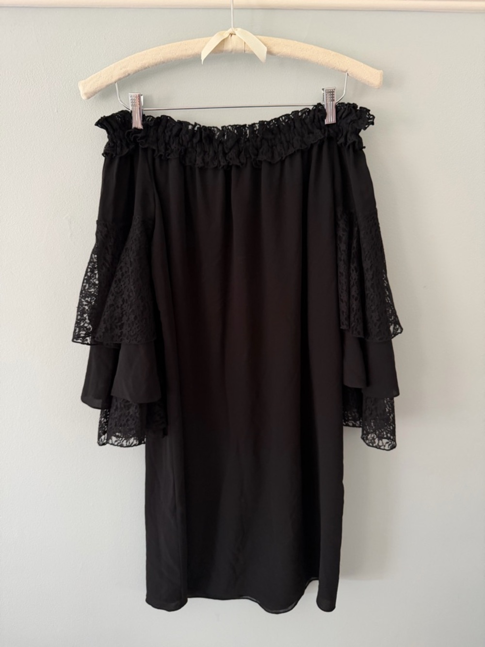Like New - Michael Kors Collection Silk Off-Shoulder Ruffled Sleeve Dress (10)